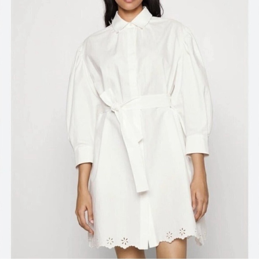 MAX MARA Corinto Linen Blend White Button Down Shirt Dress Size XL